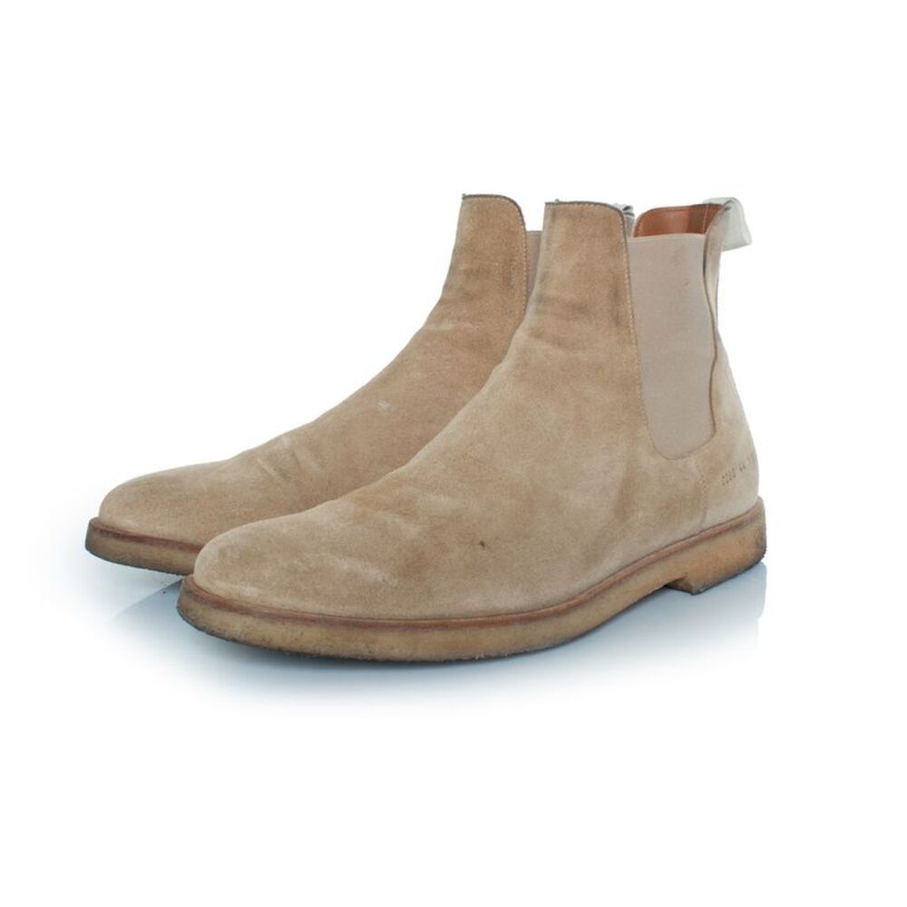 Common Projects, Beige suede Chelsea boots
